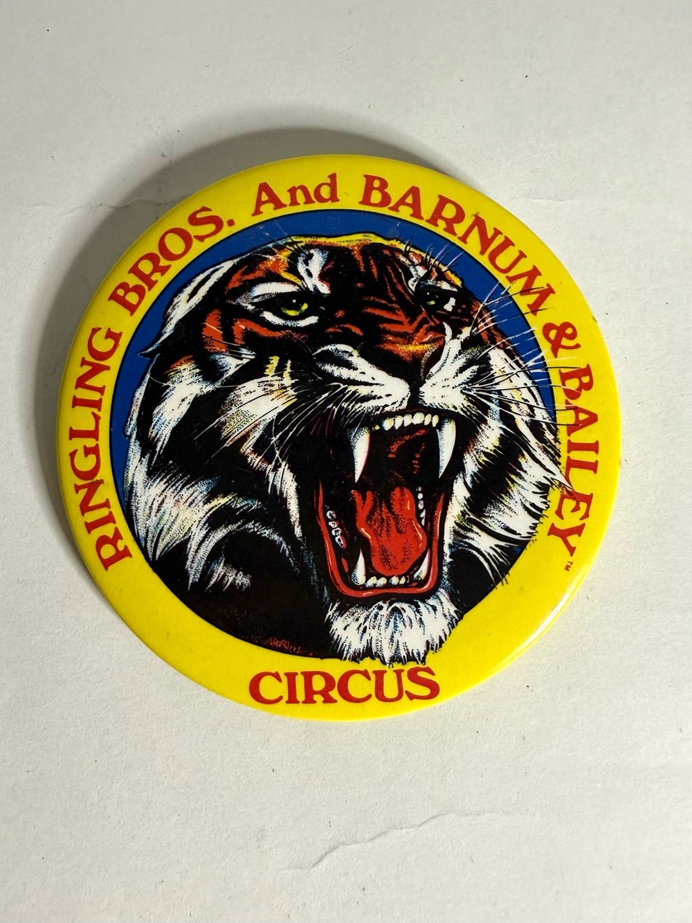 Ringling Bros. and Barnum & Bailey Yellow Circus Tiger Pinback Button
